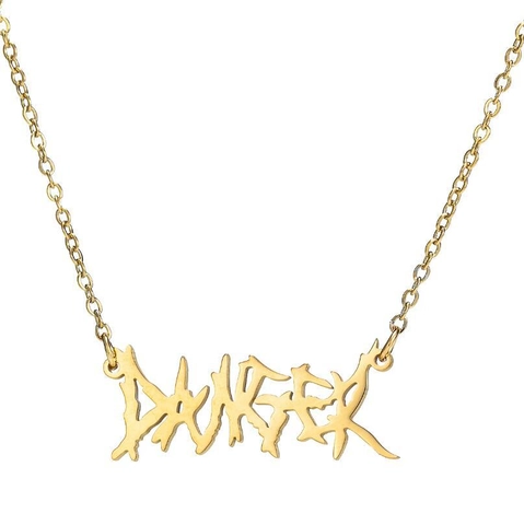 Collar Con Colgante De Letras Góticas De Acero Inoxidable Estilo Punk Graffiti Joyería Para Mujeres Hombres Unisex