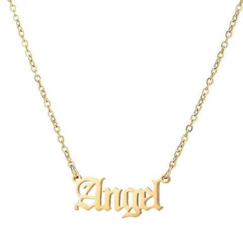 Collar Con Colgante De Letra Angel Acero Inoxidable Fuente Gótica Inglesa Joyería De Moda Minimalista Para Mujer
