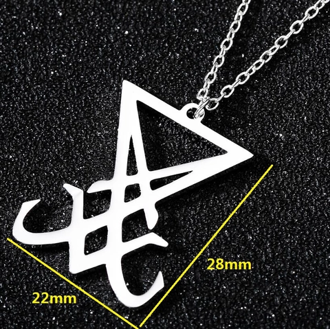 Collar Con Colgante Del Sello De Lucifer Acero Inoxidable Símbolo Oculto Satánico Joyería Gótica Para Hombres Mujeres