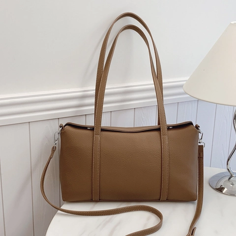 Große Damen Shopper Tasche PU Leder Mit Litschi Narbung Schultertasche Mit Abnehmbarem Gurt Für Pendeln