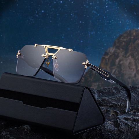 Gafas De Sol Sin Montura Polygonales Aleación De Zinc PC Protección UV400 Conducción Al Aire Libre Moda Industrial Retro Hombres Mujeres Ligero