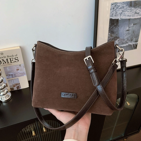 Vintage Damen Shopper Tasche Große Kapazität PU Leder Suede Textur Schultertasche Mit Verstellbarem Riemen Für Den Alltag
