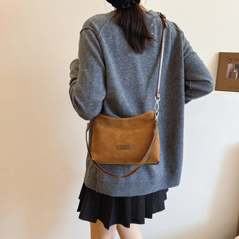 Vintage Damen Shopper Tasche Große Kapazität PU Leder Suede Textur Schultertasche Mit Verstellbarem Riemen Für Den Alltag