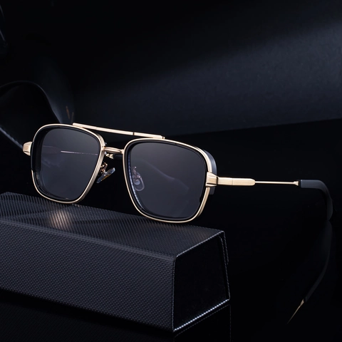 Men Square Sunglasses Retro Punk Style Metal PC Frame UV Protection For Outdoor Driving Fashion Eyewear