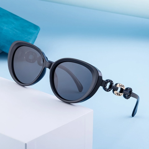 Cat Eye Polarisierte Sonnenbrille Für Damen Mode Trendige Metallkettenbügel UV400 Schutz Outdoor Reiseschirme