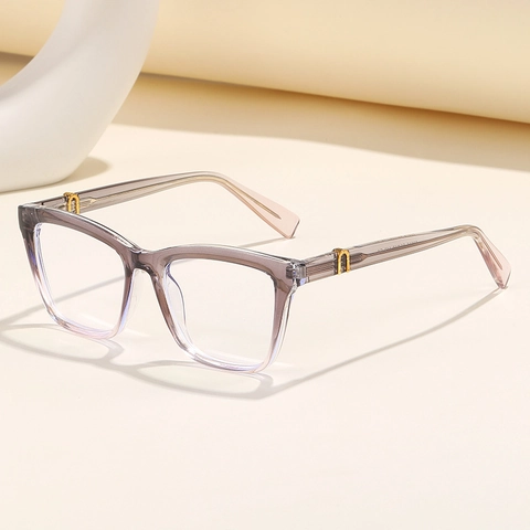 Occhiali da Vista da Donna con Montatura Quadrata Anti Luce Blu Con Decorazione in Metallo Cerniera a Molla Montatura in PC Gioielli di Moda per Uso Computer