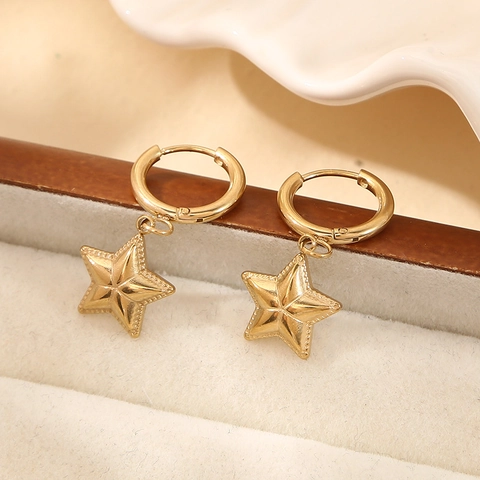 Creolen Seestern Muschel Stern Böser Blick 14k Vergoldet Edelstahl Wasserdicht Ozean Stil Für Damen