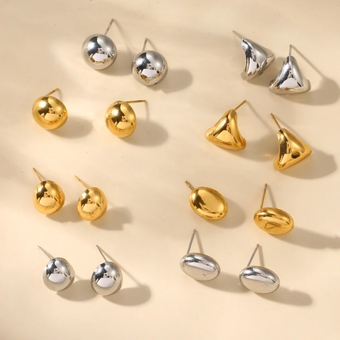Orecchini Geometrici In Acciaio Inossidabile Con Perno In Titanio Lucidati A Specchio Semplice Forma Goccia Per Donne