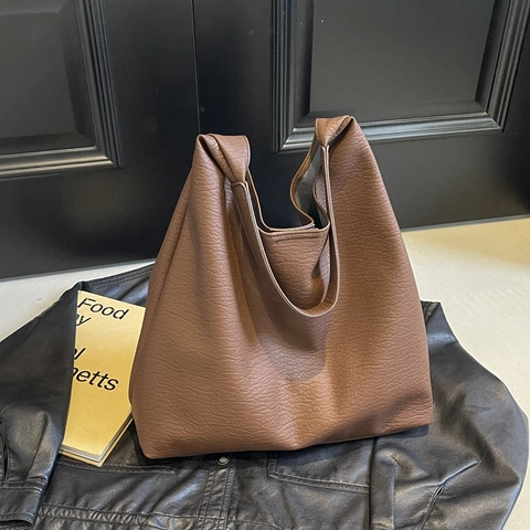 Große Damen Schultertasche PU Leder Kieselmaserung Tote Bag Büro Pendler Minimalistische Hobo Handtasche Mit Innenbeutel