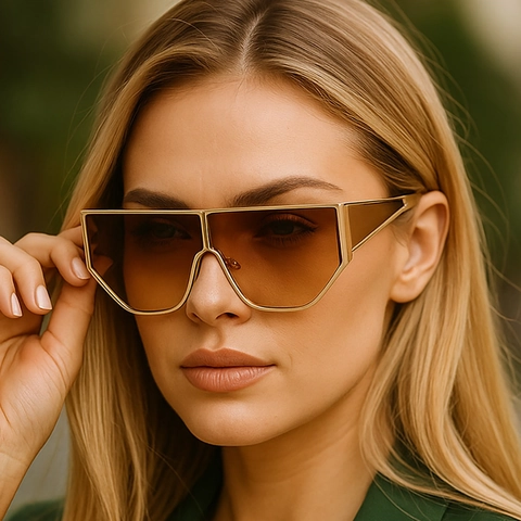 Lunettes De Soleil Shield Oversize Géométrique Irrégulier Monture Métal Plastique Protection UV400 Mode Extérieur Homme