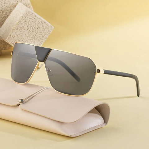 Lunettes De Soleil Shield Surdimensionnées Cadre Métallique Lentille Unique Protection UV400 Cyclisme Extérieur Mode Hommes Femmes