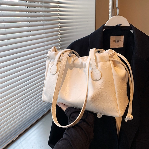 Borsa A Tracolla In Pelle PU Arricciata Da Donna Chic Coulisse Cloud Tote Minimalista Borsa Vintage Morbida
