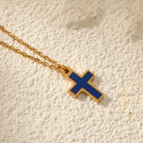 Roestvrijstalen Kruis Hanger Ketting Voor Dames Heren Verguld Waterdicht Emaille Boze Oog Kroon Maan Zon Sieraden