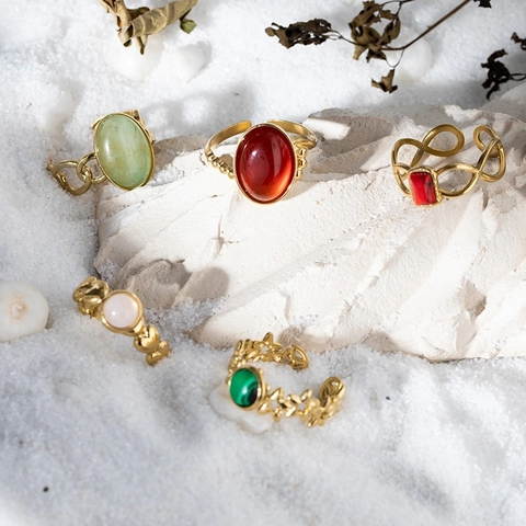 Verstellbarer Ring Aus Edelstahl Mit Naturstein Türkis Hand Umarmung Stern Herz Design Vintage Für Damen