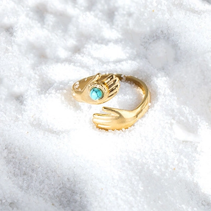 Verstellbarer Ring Aus Edelstahl Mit Naturstein Türkis Hand Umarmung Stern Herz Design Vintage Für Damen