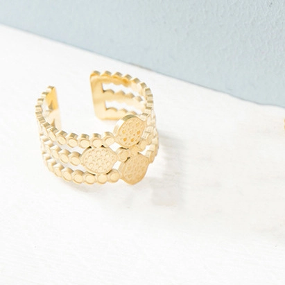 Anello Regolabile In Acciaio Inossidabile Bohemien Vintage Traforato Celeste Sole Luna Stella Malocchio Turchese Da Donna