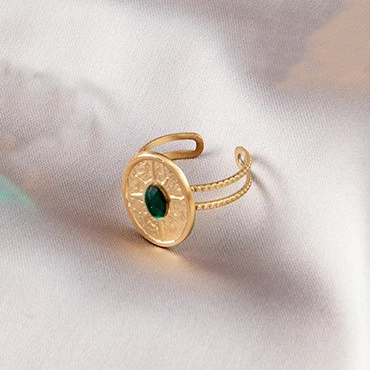 Vintage Böhmische Edelstahl Ringe Offen Verstellbar Vergoldet Himmelsstern Mond Bunter Stein Schmuck Für Frauen
