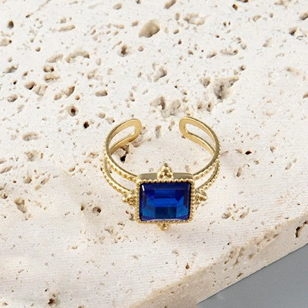 Vintage Verstelbare Open Ring Verguld Roestvrij Staal Kunstmatige Edelsteen Zon Maan Ster Retro Geometrische Sieraden