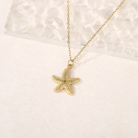 Starfish Sea Turtle Shell Butterfly Heart Pendant Necklace Stainless Steel Gold Plated Ocean Sea Life Style Minimalist Elegant