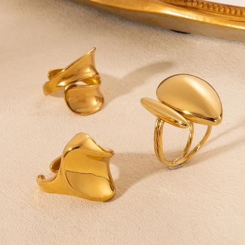 Geometrische Onregelmatige Open Ring Roestvrij Staal 18K Verguld Minimalistische Elegante Verstelbare Sieraden Voor Dames