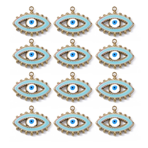 Ciondolo Malocchio Acciaio Inossidabile Smalto Colorato Olio Gocciolante Retro Boho Accessori Gioielli DIY