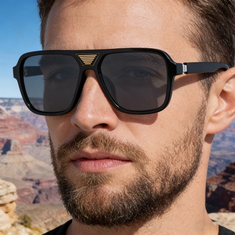 Men Polarized Sunglasses Large Square PC Frame TAC Lens UV400 Protection Retro Fashion Outdoor Driving Eyewear