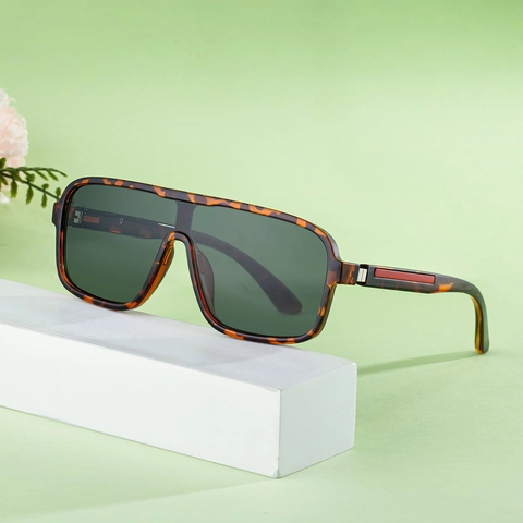 Fashion Oversized Square Sunglasses For Men Flat Top One Piece Lens PC Frame UV400 Outdoor Driving Sporty Red Stripe