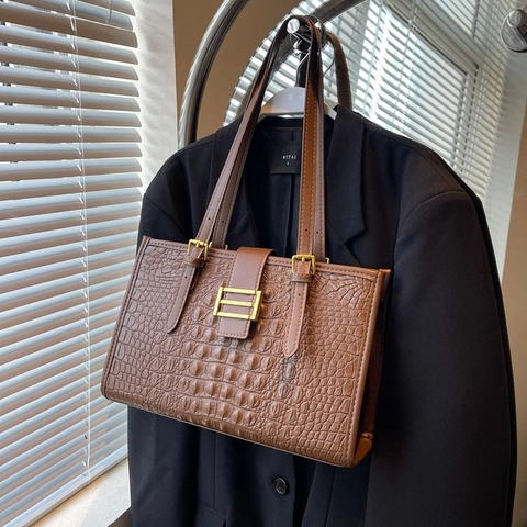 Grande Borsa A Spalla Con Stampa Coccodrillo Pelle PU Vintage Borsa Sottobraccio Minimalista Borsa A Mano Per Donna