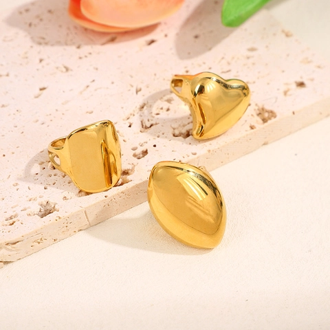 Vintage Übertriebene Herz Unregelmäßige Edelstahlringe Glatte Verstellbare Offene Finger Schmuck Für Frauen Punk Stil