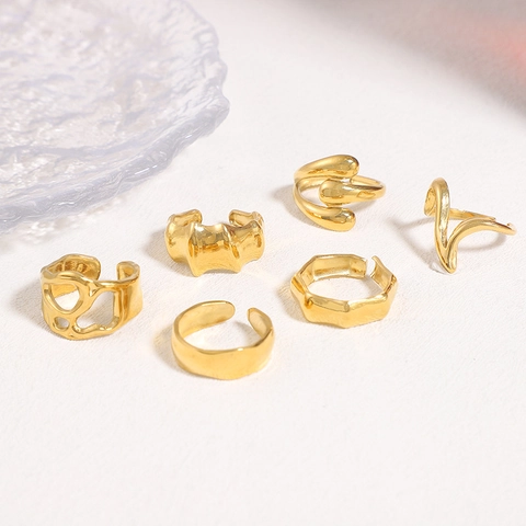 Anillo In Acciaio Inossidabile Design Liquido Irregolare Per Donna Geometrico Aperto Regolabile Gioielli Non Sbiadiscono
