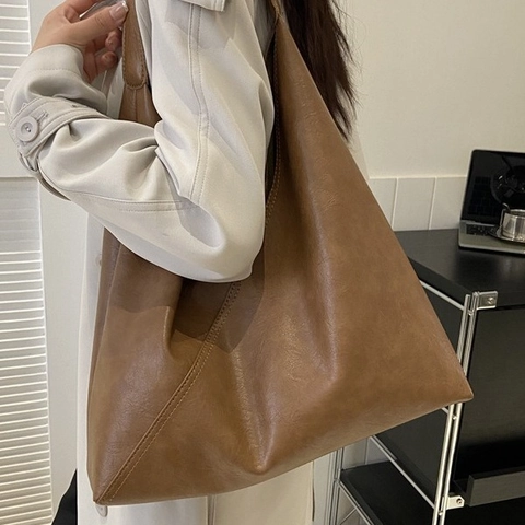 Borsa Hobo Donna Pelle PU Grande Capacità Retro Patchwork Borsa A Spalla Tote Per Pendolare Quotidiano Versatile Minimalista