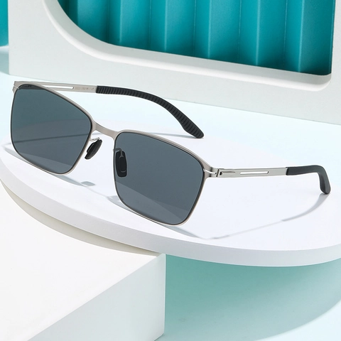Gafas De Sol Polarizadas Para Hombre Montura Cuadrada De Acero Inoxidable Lente De Nylon UV400