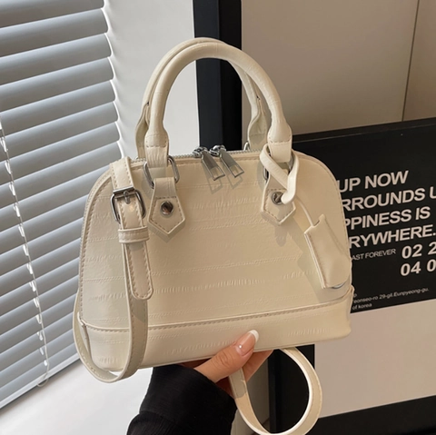 Mode Damen Muscheltasche Krokodilmuster PU Leder Handtasche Mit Verstellbarem Riemen Silberne Hardware Moderne Umhängetasche