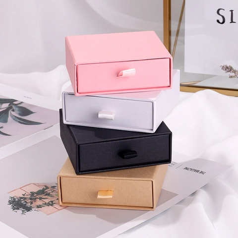 Scatola Per Gioielli Confezione Regalo Tipo Cassetto Portaoggetti In Cartone Con Manico In Nastro Per Anelli Collane Orecchini Borsa Di Carta