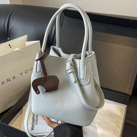 Borsa A Secchiello Da Donna In Pelle PU Con Ciondolo A Elefante Borsa A Tracolla Alla Moda Versatile