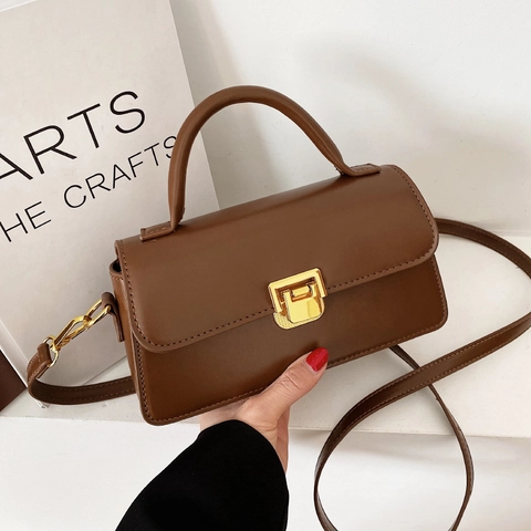 Vintage Women Crossbody Bag PU Leather Top Handle Small Square Envelope Handbag Adjustable Strap Casual Office Lady Bag