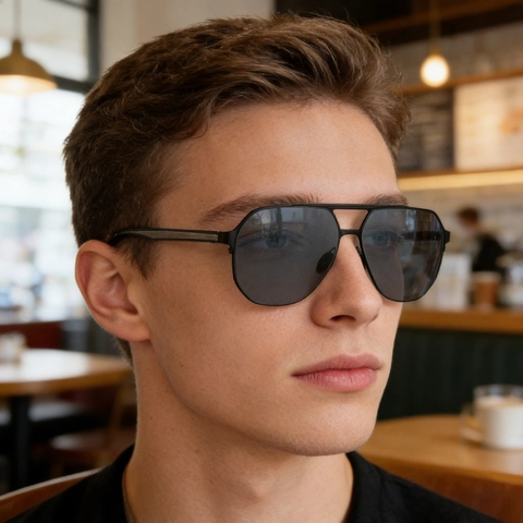 Modieuze Vierkante Aviator Zonnebril Heren Roestvrijstalen Frame Nylon Gepolariseerde Lenzen UV400 Rijden Outdoor