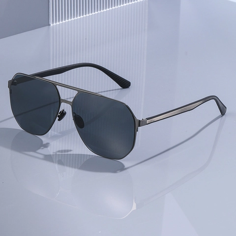 Modieuze Vierkante Aviator Zonnebril Heren Roestvrijstalen Frame Nylon Gepolariseerde Lenzen UV400 Rijden Outdoor