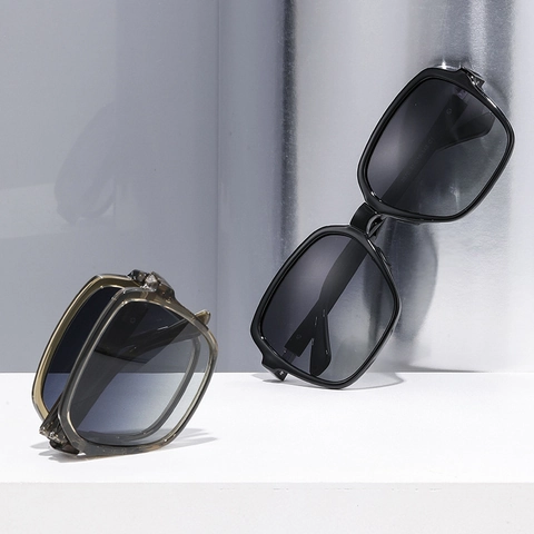 Übergroße Quadratische Faltbare Sonnenbrille Polarisiert UV400 Schutz Trendige Mode Brillen Für Damen Herren