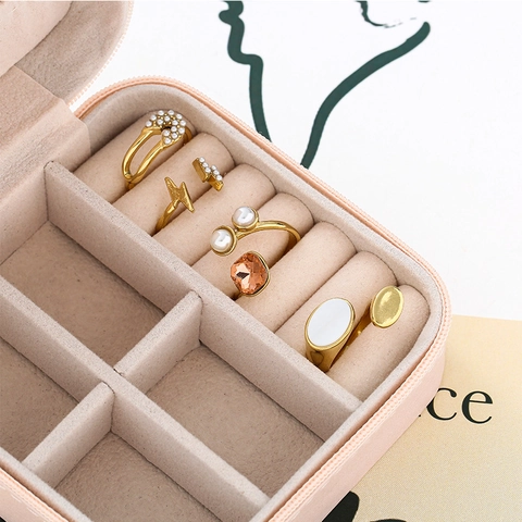 Chic Stainless Steel Ring With Oval Shell Inlay Minimalist Gold Plated Open Adjustable Elegant Finger Jewelry For Women
