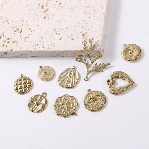 Irreguläre Edelstahl Anhänger Vergoldet DIY Schmuckherstellung Charms Geometrische Blatt Herzformen Für Halsketten Ohrringe
