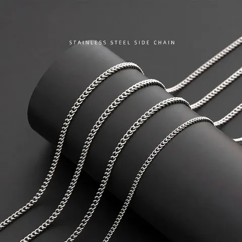 Curb Chain Necklace 304 Stainless Steel Hypoallergenic Minimalist Jewelry For Men Women Polished Silver Color
