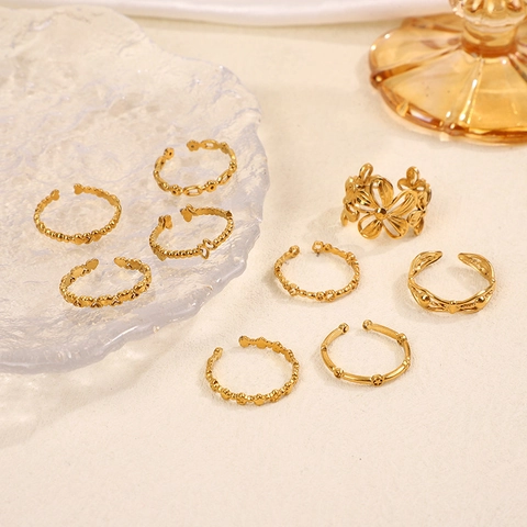 Anello Regolabile In Acciaio Inossidabile Minimalista Geometrico Farfalla Cuore Stella Gioielli Eleganti Per Donna
