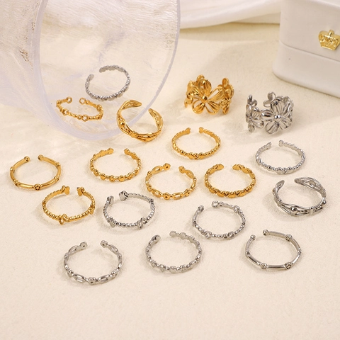 Anello Regolabile In Acciaio Inossidabile Minimalista Geometrico Farfalla Cuore Stella Gioielli Eleganti Per Donna