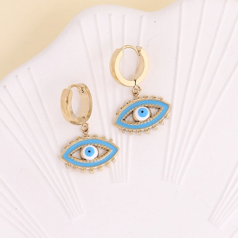 Evil Eye Creolen Edelstahl Vergoldet Emaille Drip Oil Bohemian Stil Für Damen Schmuck