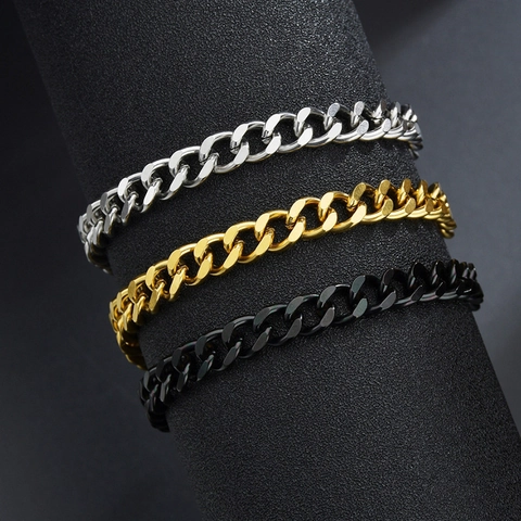 Cuban Link Chain Armband Gepolijst Roestvrij Staal Hip Hop Streetwear Mode Sieraden Voor Heren Dames