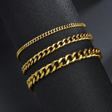 Cuban Link Chain Armband Gepolijst Roestvrij Staal Hip Hop Streetwear Mode Sieraden Voor Heren Dames