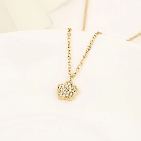 Collana Con Pendente Cuore Goccia In Acciaio Inossidabile Placcato Oro Zirconia Scintillante Gioielli Eleganti Da Donna