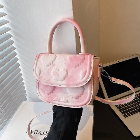 Borsa Sella Donna In Pelle PU Con Rilievo A Cuore Borsa A Mano Moda Spalla Tracolla Per Ragazze Elegante