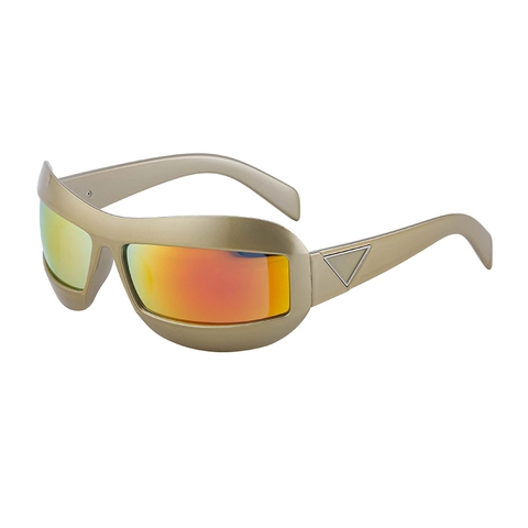 Occhiali da Sole Avvolgenti Y2K Con Decorazione Triangolare per Uomo Donna Sport Protezione UV400 Occhiali alla Moda